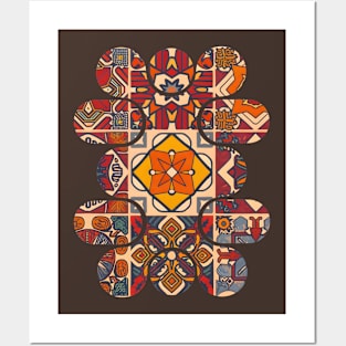 Abstract organic shape with moroccan tile pattern Posters and Art